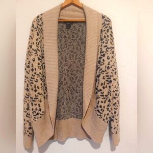 Rachel Zoe Open Cardigan Sweater Animal Print Leopard Womens Size S